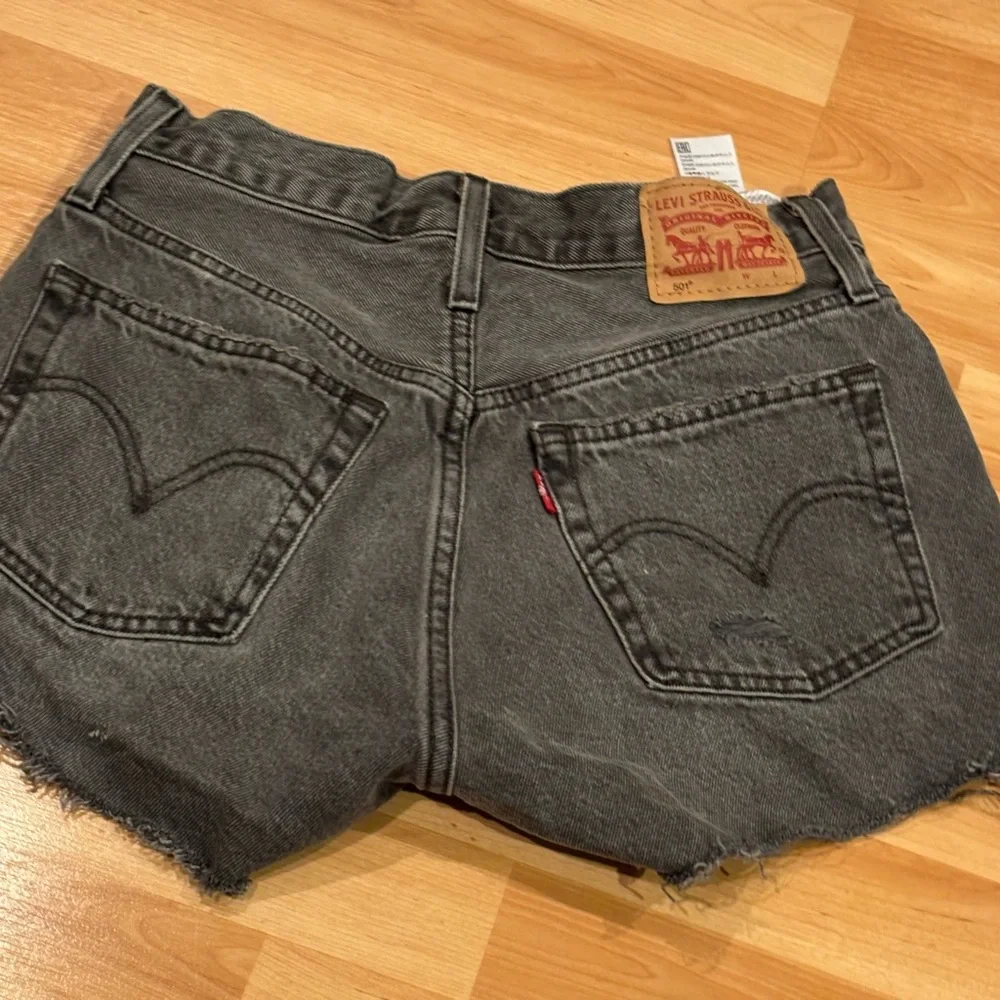 Levis Black Distressed Denim Shorts‎